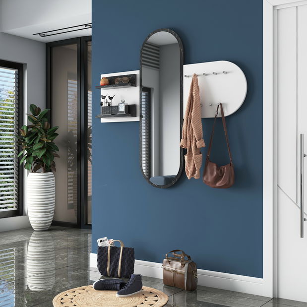 Mobilier hol Pixie 3 (alb) (cu oglindă)