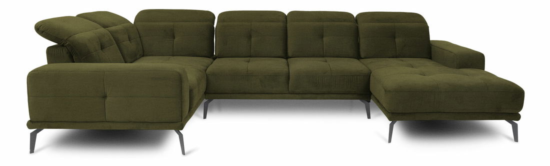 U alakú sarokkanapé Nicolette (sötét oliva) (B)