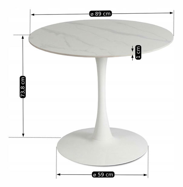 Masă sufragerie Simulacros (alb) (pentru 4 persoane)