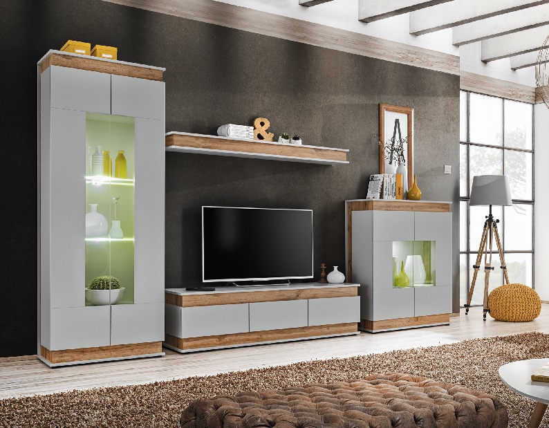 Mobilier living Bernice 20 ASPG BL (alb perlă + stejar artisan)