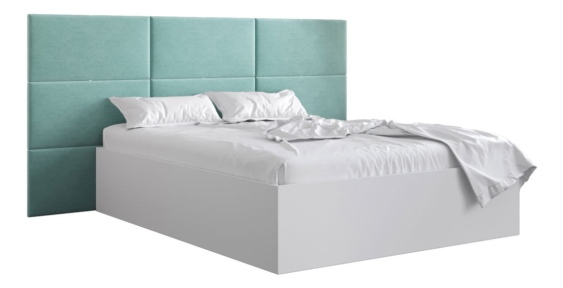 Bračni krevet s tapeciranim uzglavljem 160 cm Brittany 2 (bijela mat + metvica) (s podnicom)