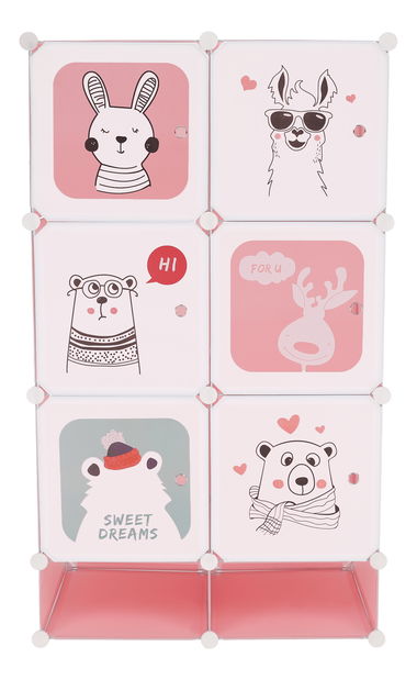 Modulárna skriňa Finnstar (ružová + detský vzor) *výpredaj