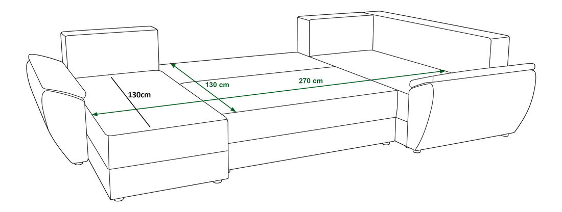Rohová sedačka v tvare U Radiant Long (čierna + oranžová) (P)