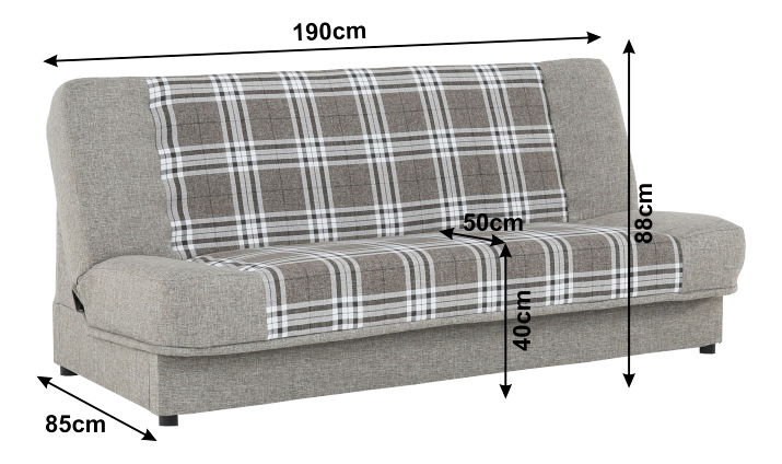 Canapea trei locuri Pale maro + alb