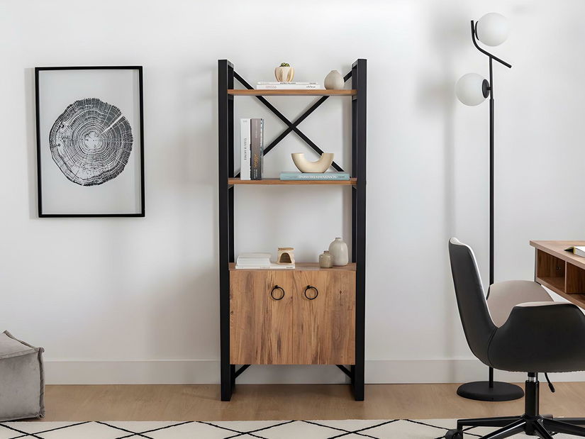 Regál Mupeli 1 (atlanti fenyő + fekete) 