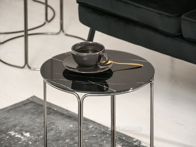 Dohányzóasztal Belianni Zest (fekete márvány + nikkel)