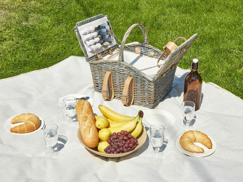 Coș de picnic Estella (natural + Gri)