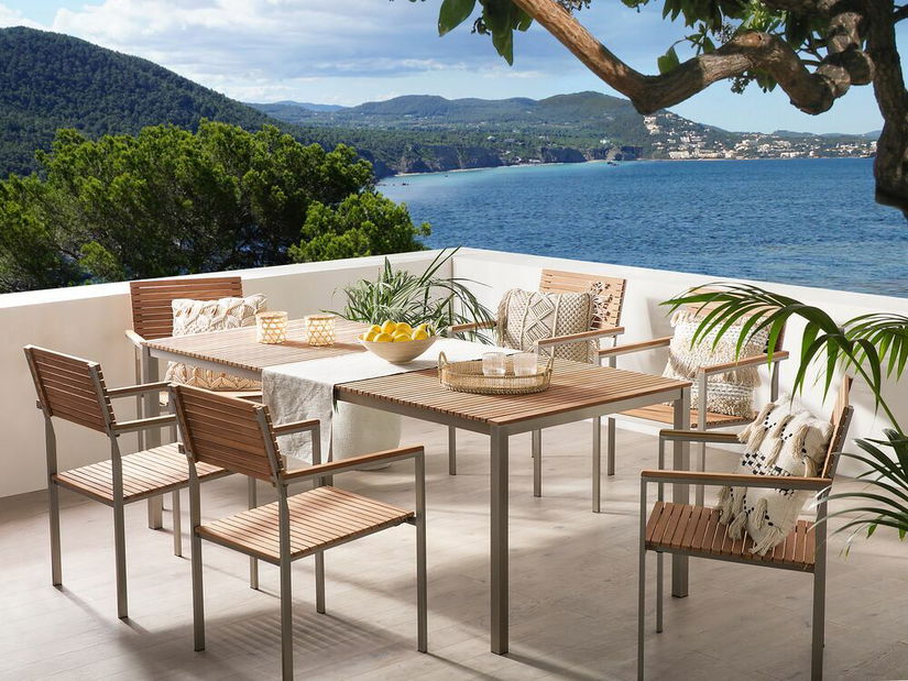 Záhradná jedálenská sada Veneto (svetlé drevo)