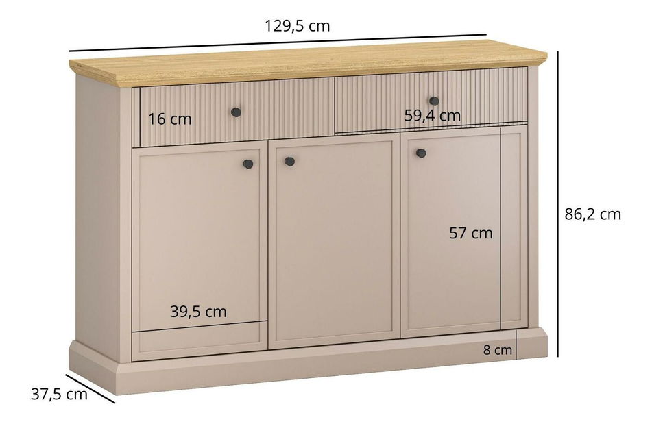 Komoda Indices 1 (taupe + dub kamenný) 