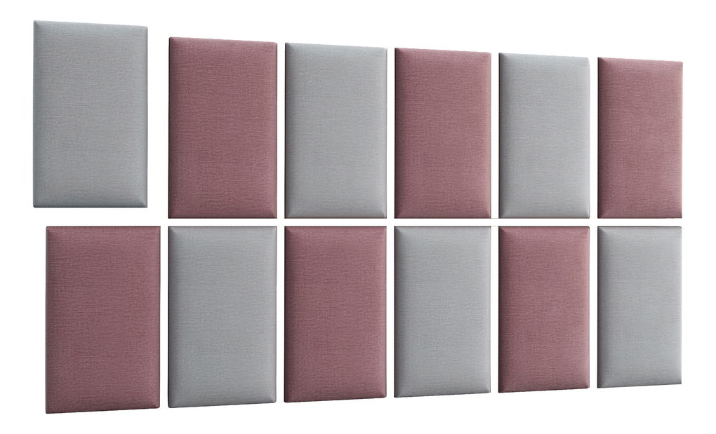 Set 12 tapeciranih panela Quadra 180x100 cm (ružičasta + svijetlosiva)