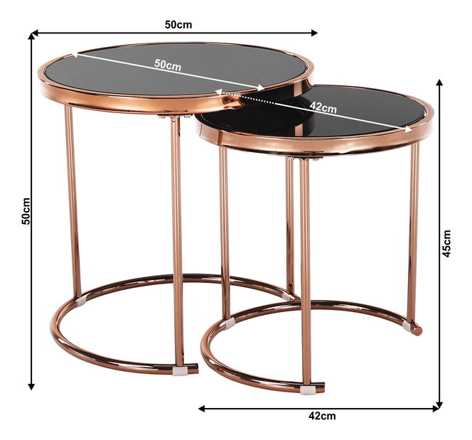 Konferenčný stolík Monet (ružové zlato + čierna)