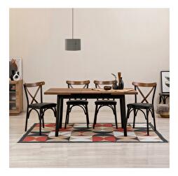 Set mobilier sufragerie Duvasa 9 (negru) (pentru 4 persoane)