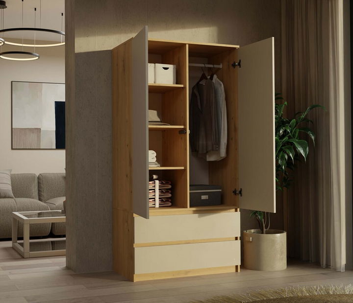 Dulap de haine Musecalo 1 (stejar artisan + cashmir)