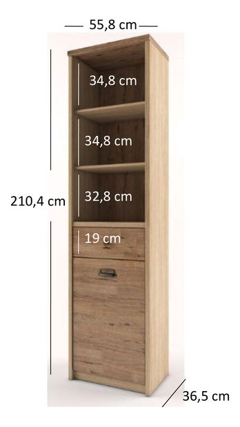 Regál Danica 1D1S (madura + wellington tölgy)