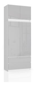Ormar za garderobu Submarino (bijela + metalik sjaj) (s produžetkom)