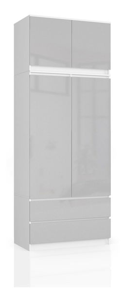 Ormar za garderobu Submarino (bijela + metalik sjaj) (s produžetkom)