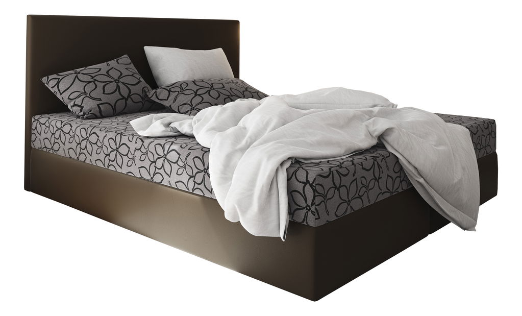 Pat matrimonial Boxspring 160 cm Lilac Comfort (Motiv + maro) (cu saltea și sp. depozitare)