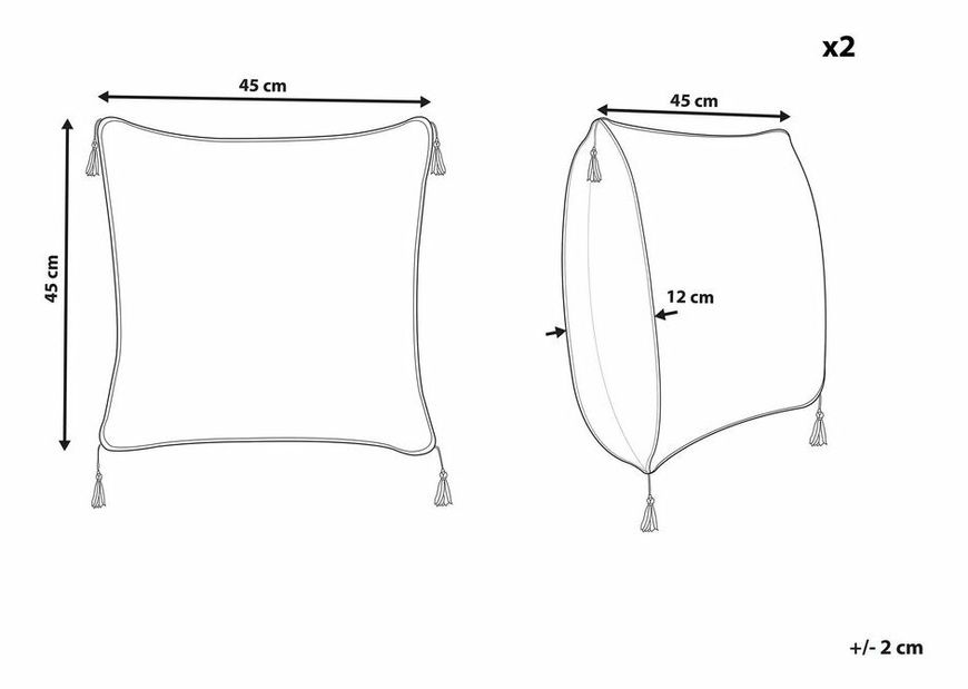 Set 2 buc. perne 45 x 45 cm CADENSA (argintiu)
