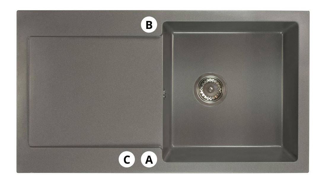 Kuchynský drez Adaxa (čierna + textúra) (s 3 otvormi pre batériu) (L)
