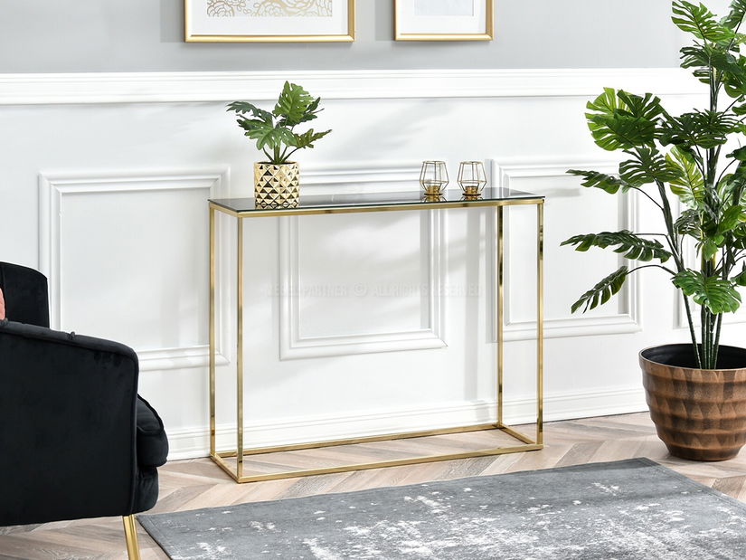 Konzolový stolík Bella Kons (čierna + zlatá)