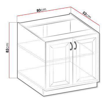 Dulap inferior de bucătărie Vintageline 80 D 2F BB (Alb) 