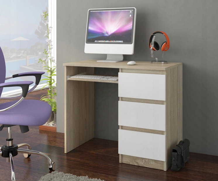 Masă PC Nubro (stejar sonoma + alb) (D)