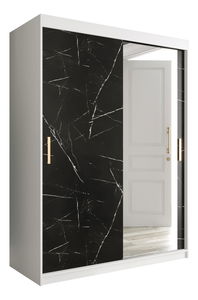 Dulap de haine 150 cm Marbelo T2 (mat alb + marmură neagră)