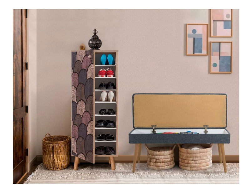 Set za predsoblje Beside 2 (hrast sonoma + tamnoplava)