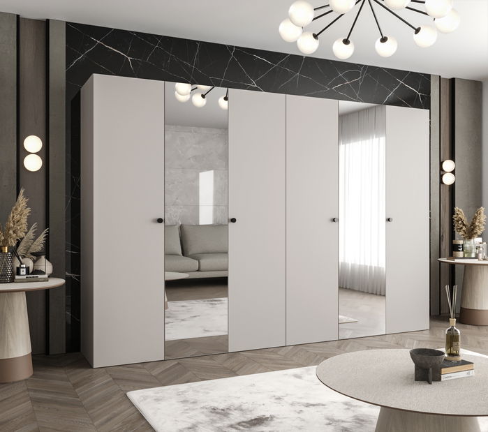 Šatníková skriňa 300 cm Parna 2 (kašmír + čierna)