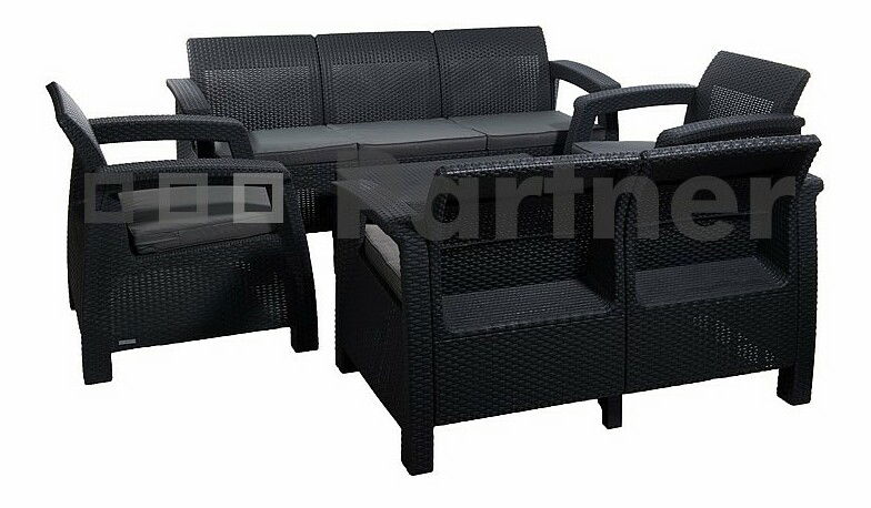 Záhradný nábytok Corfu Sun Max antracit (Umelý ratan) *vankúšiky chrbta ZADARMO