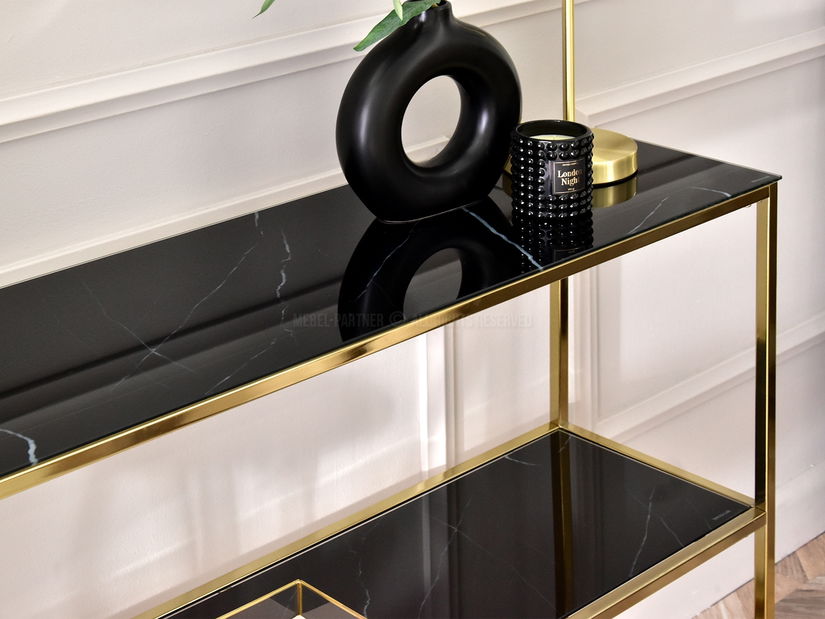 Konzolasztal Bella Kons Bis (fekete márvány + arany)