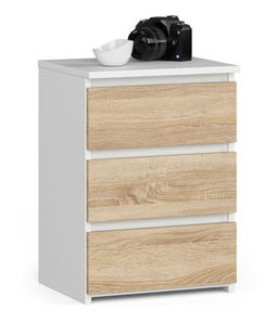 Nočný stolík Contragolpe (biela + dub sonoma)