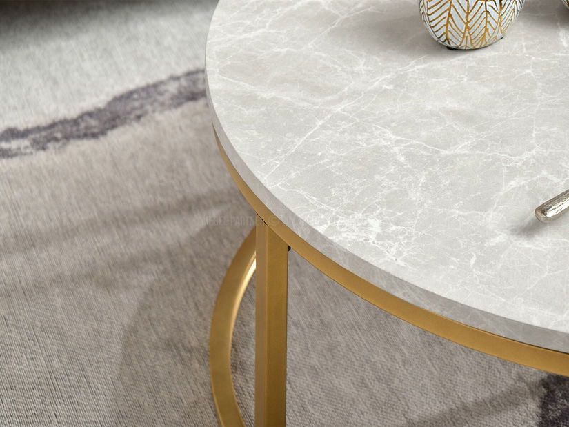 Konferenčný stolík Kolja Zest Xl (sivý mramor + zlatá)