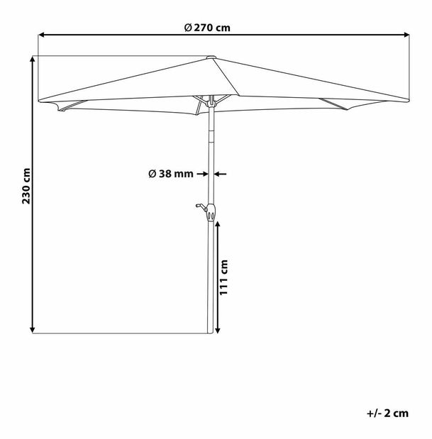 Záhradný slnečník 270 cm VARENA (kov) (tmavosivá)