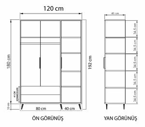 Šatníková skriňa Adena (dub + antracit)