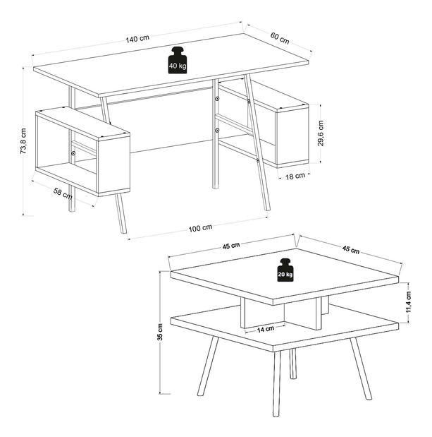 Set mobilier birou Ironman (antracit + Stejar) 