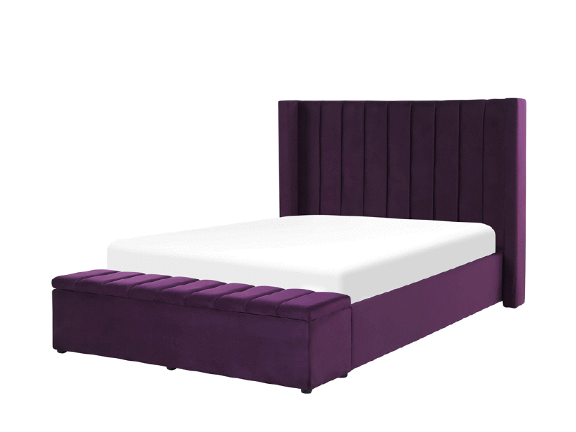 Manželská posteľ 140 cm NAIROBI (textil) (fialová) (s roštom)