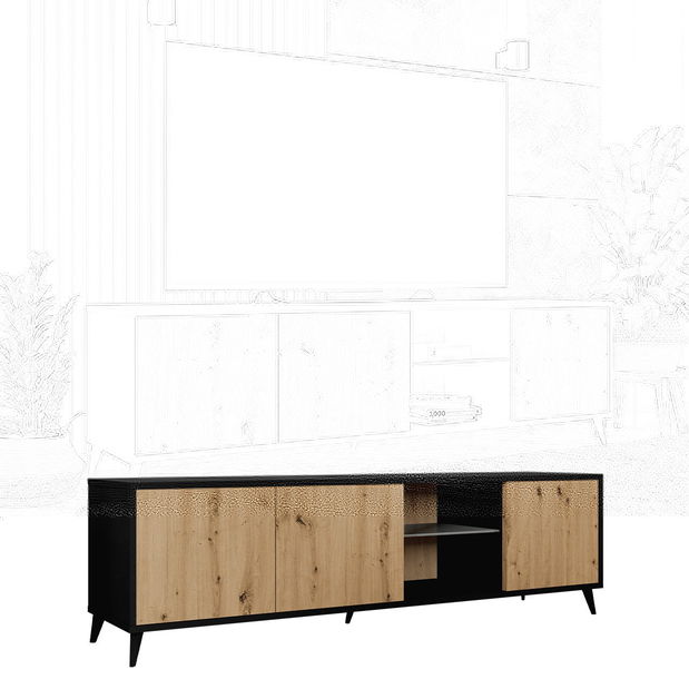 TV stolić/ormarić Okomawi 2K1D (crna + hrast artisan) *rasprodaja