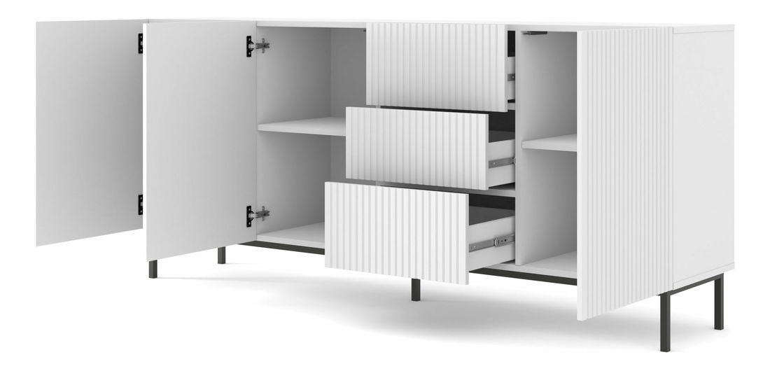 Komoda 3D3S 200 Rowanna (biela + čierna)