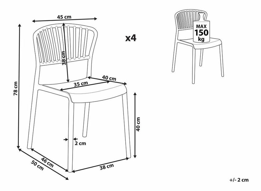 Set blagovaonskih stolica (4 kom.) Geronimo (ružičasta)