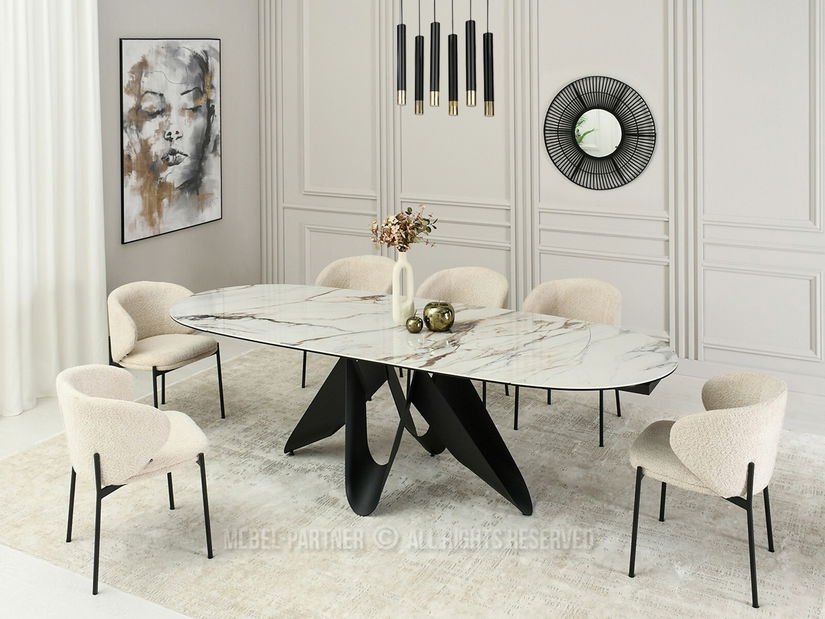 Masă de sufragerie Persi (bej + negru)