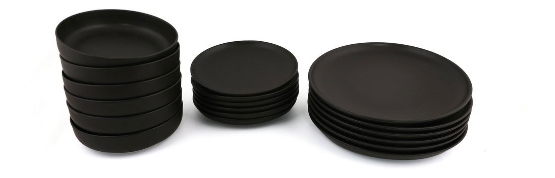 Serviciu de masă (18 buc.) Cyrco (Negru mat)