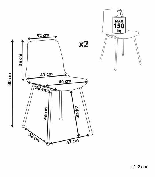 Set 2 ks jedálenských stoličiek Looza (biela)