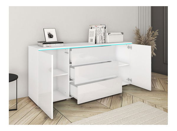 Comodă Selwyn 15 (alb + alb lucios)