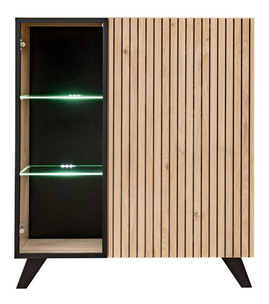 Vitrină Lyran WSN (hikora jackson + negru (cu iluminat LED)