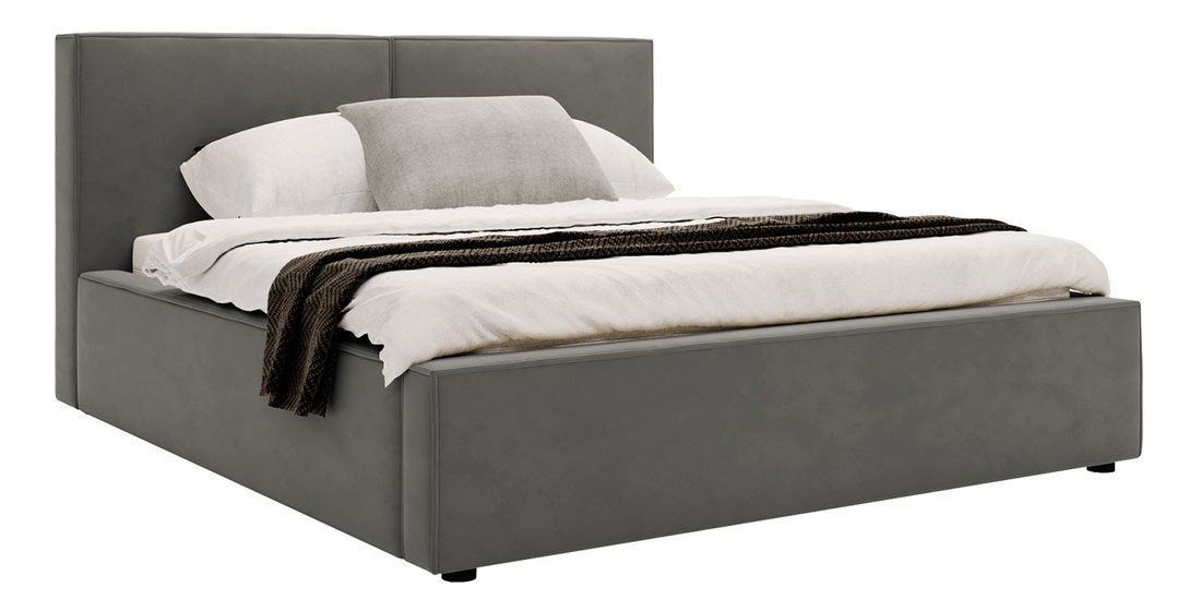 Franciaágy 140 cm Sekozzo (szürke) (ágyráccsal) (tárolóhellyel)