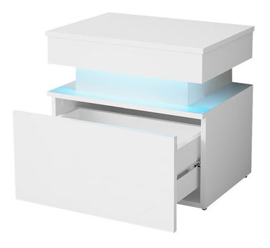 Noptieră Lesteralo 1S (Negru + lucios negru) (cu iluminat LED albastru)