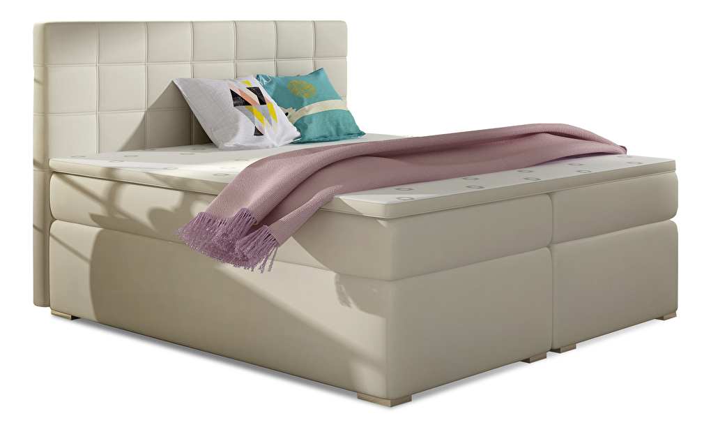 Franciaágy Boxspring 180 cm Abbie (svetlobézs) (matracokkal)