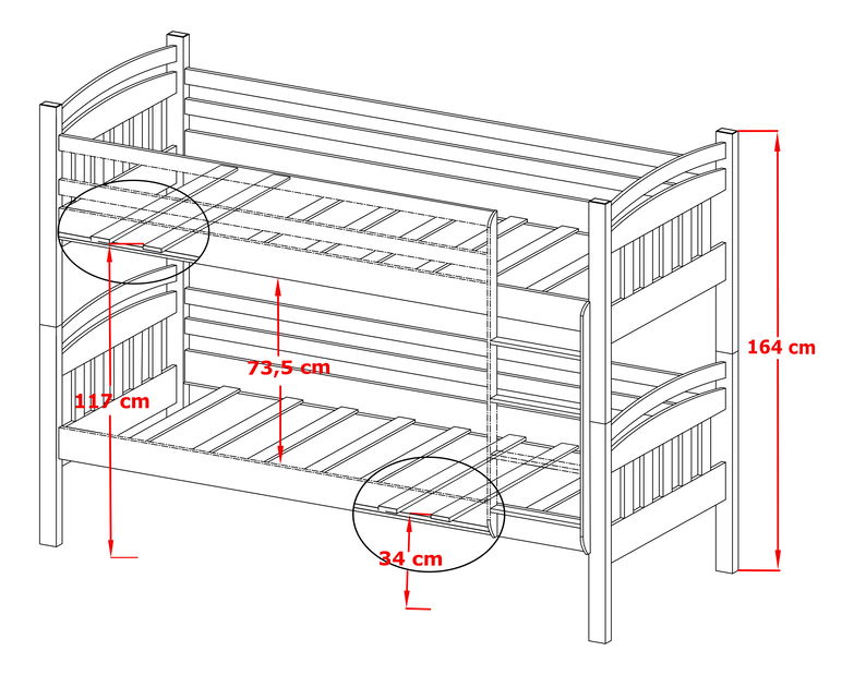 Detská posteľ 90 x 200 cm Galvin (s roštom a úl. priestorom) (grafit)