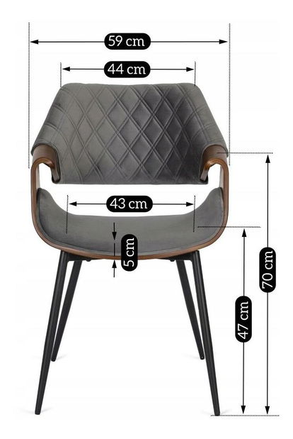 Blagovaonski set Lateral (orah + crna + siva) (za 4 osobe)